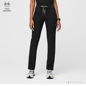 High waisted Yola skinny scrub pants in black